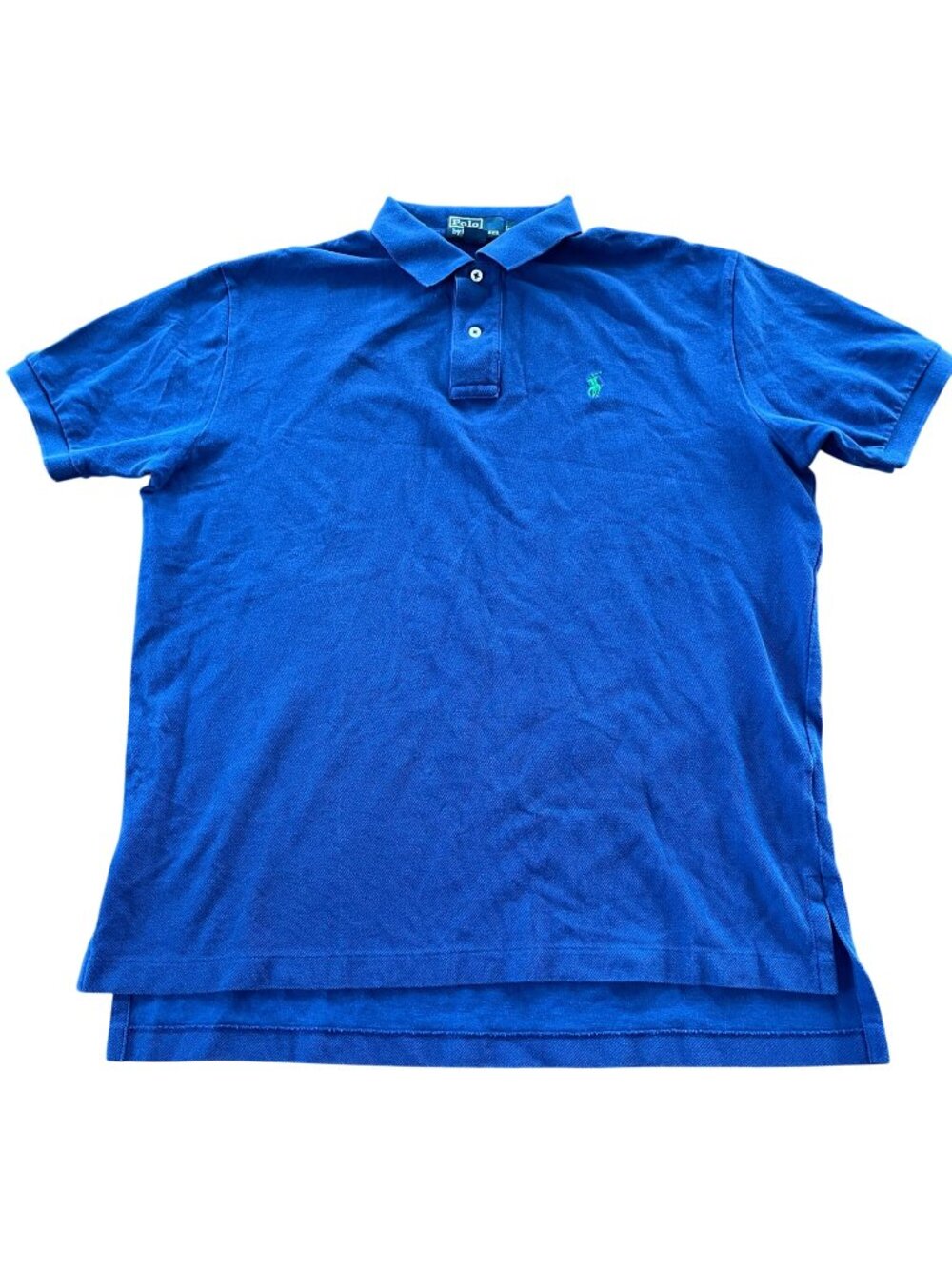Polo Ralph Lauren Horseman Embroidered Cotton Polo Shirt Blue‎ Sz LG Preppy